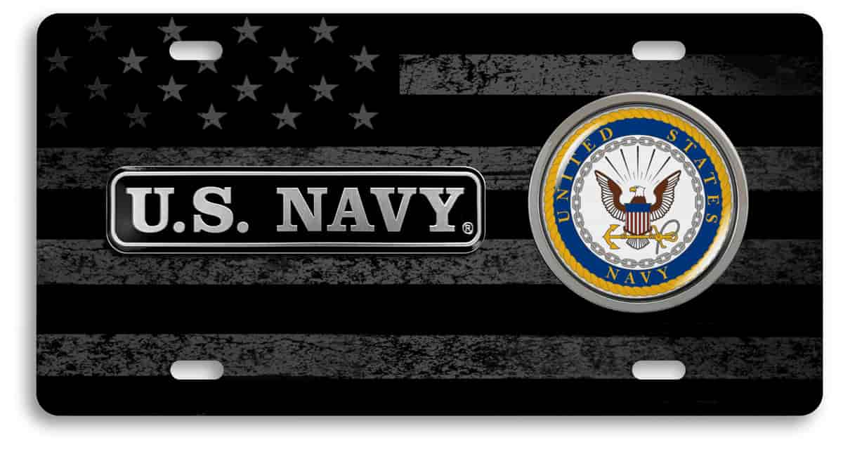 U.S. Navy - Stainless Steel Car License Plate